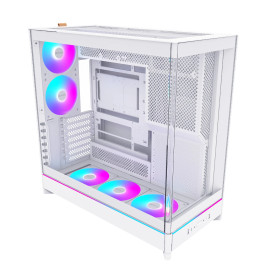 Кутия за компютър Montech Case ATX - HS02 PRO (W) - 5 x 120 mm ARGB Fans, USB-C, White