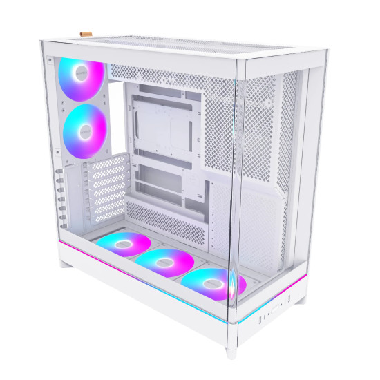 Кутия за компютър Montech Case ATX - HS02 PRO (W) - 5 x 120 mm ARGB Fans, USB-C, White