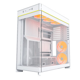 Кутия за компютър Montech Case ATX - HS02 PRO (W) - 5 x 120 mm ARGB Fans, USB-C, White