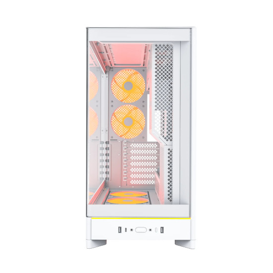 Кутия за компютър Montech Case ATX - HS02 PRO (W) - 5 x 120 mm ARGB Fans, USB-C, White