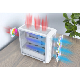 Кутия за компютър Montech Case mATX - X5M, White - 4 x 120 mm A-RGB, USB-C