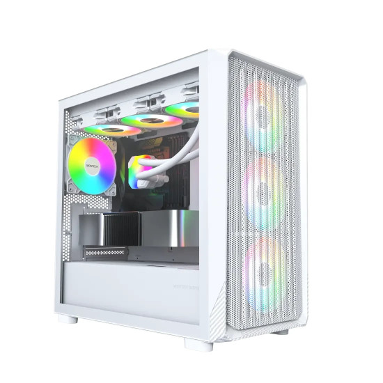 Кутия за компютър Montech Case mATX - X5M, White - 4 x 120 mm A-RGB, USB-C