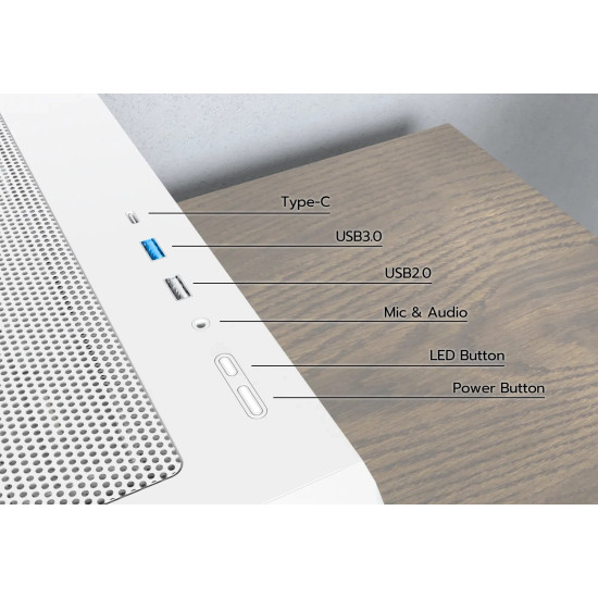 Кутия за компютър Montech Case mATX - X5M, White - 4 x 120 mm A-RGB, USB-C