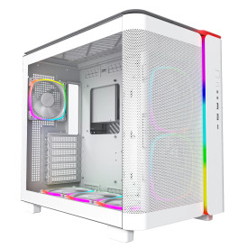 Кутия за компютър Montech KING 95 Pro, Dual Chamber Mid-tower Case, 6 ARGB Fans, 2 Front Panels, White