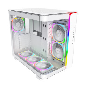 Кутия за компютър Montech KING 95 Pro, Dual Chamber Mid-tower Case, 6 ARGB Fans, 2 Front Panels, White
