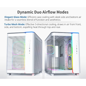 Кутия за компютър Montech KING 95 Pro, Dual Chamber Mid-tower Case, 6 ARGB Fans, 2 Front Panels, White