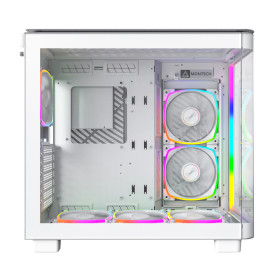 Кутия за компютър Montech KING 95 Pro, Dual Chamber Mid-tower Case, 6 ARGB Fans, 2 Front Panels, White
