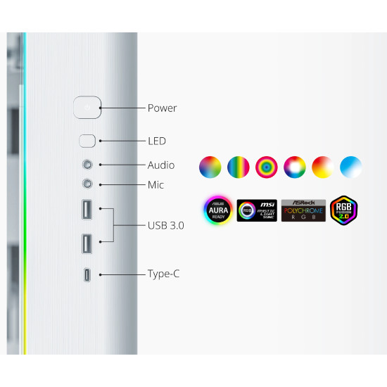 Кутия за компютър Montech KING 95 Pro, Dual Chamber Mid-tower Case, 6 ARGB Fans, 2 Front Panels, White