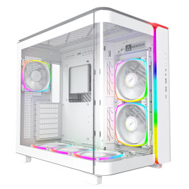 Кутия за компютър Montech KING 95 Pro, Dual Chamber Mid-tower Case, 6 ARGB Fans, 2 Front Panels, White