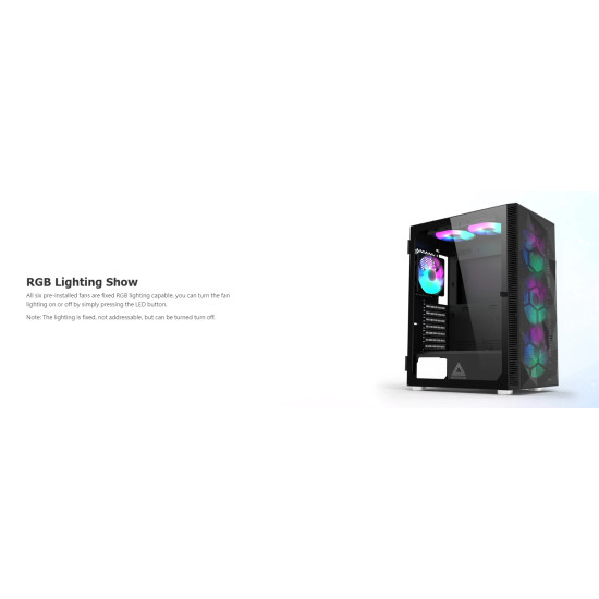 Кутия за компютър Montech X3 MESH, Mid-tower Case, TG, 6 fixed RGB Fans, Black