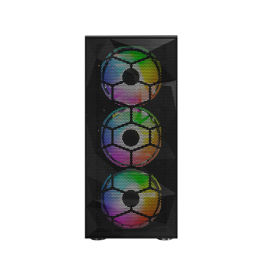 Кутия за компютър Montech X3 MESH, Mid-tower Case, TG, 6 fixed RGB Fans, Black