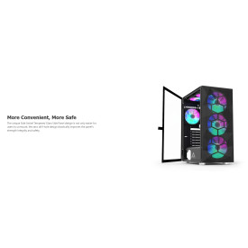 Кутия за компютър Montech X3 MESH, Mid-tower Case, TG, 6 fixed RGB Fans, Black