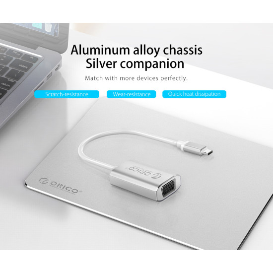 Адаптер Orico USB 3.1 Type C -> VGA F, silver - XC-102