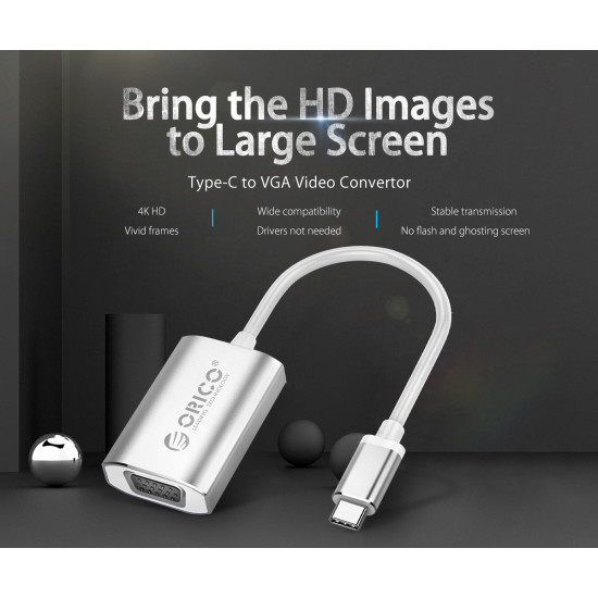 Адаптер Orico USB 3.1 Type C -> VGA F, silver - XC-102