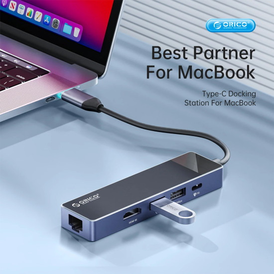 Докинг станция Orico Docking Station Type-C - DM-10P-BK-BP - HDMI, USB-C, USB-A x 4, PD100W x 1, LAN (1Gbps), SD/TF