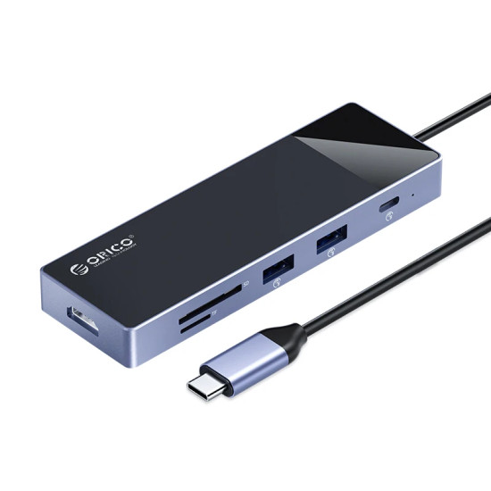 Докинг станция Orico Docking Station Type-C - DM-10P-BK-BP - HDMI, USB-C, USB-A x 4, PD100W x 1, LAN (1Gbps), SD/TF