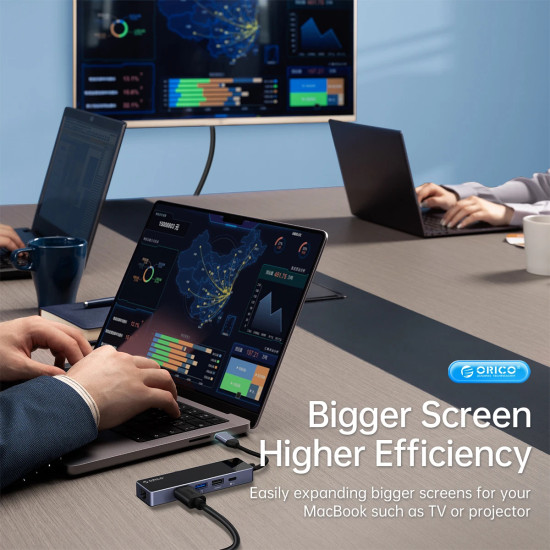 Докинг станция Orico Docking Station Type-C - DM-10P-BK-BP - HDMI, USB-C, USB-A x 4, PD100W x 1, LAN (1Gbps), SD/TF