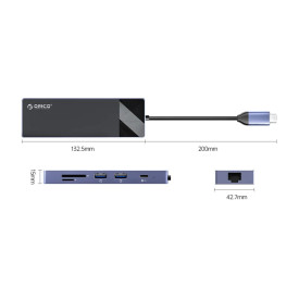 Докинг станция Orico Docking Station Type-C - DM-10P-BK-BP - HDMI, USB-C, USB-A x 4, PD100W x 1, LAN (1Gbps), SD/TF