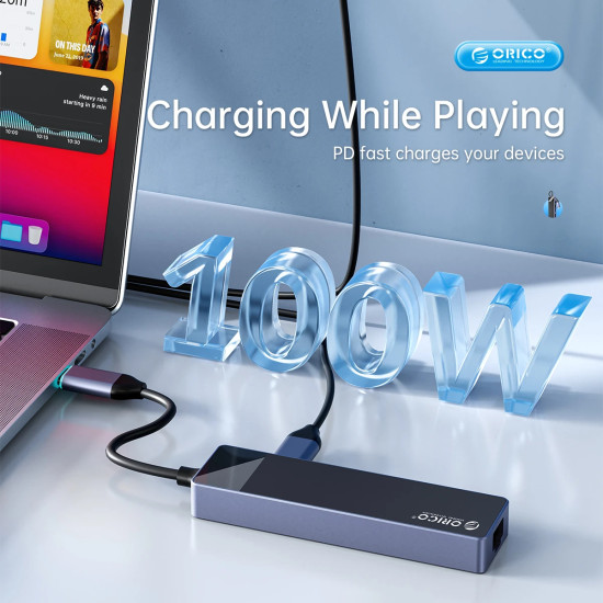 Докинг станция Orico Docking Station Type-C - DM-10P-BK-BP - HDMI, USB-C, USB-A x 4, PD100W x 1, LAN (1Gbps), SD/TF