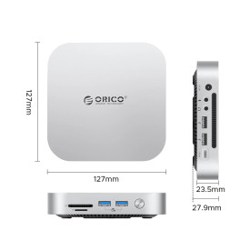 SDD докинг станция Orico M49PEUSV, M.2 NVMe, USB-C 10Gbps, USB3.2 x2, USB2.0 x2, Audio, SD/TF, Silver