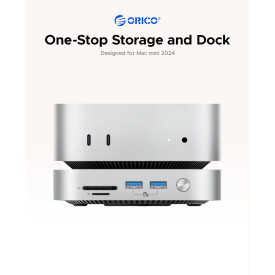 SDD докинг станция Orico M49PEUSV, M.2 NVMe, USB-C 10Gbps, USB3.2 x2, USB2.0 x2, Audio, SD/TF, Silver