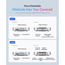 SDD докинг станция Orico M49PEUSV, M.2 NVMe, USB-C 10Gbps, USB3.2 x2, USB2.0 x2, Audio, SD/TF, Silver