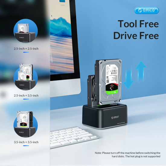 HDD докинг станция Orico HDD/SSD Dock - 2.5/3.5 inch USB-C/USB-A - 6819C3-V1