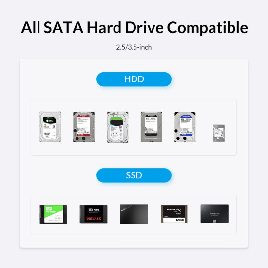 HDD докинг станция Orico HDD/SSD Dock - 2.5/3.5 inch USB-C/USB-A - 6819C3-V1