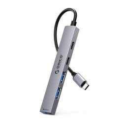 USB хъб Orico HUB USB-C 5 port - USB3.0 x 1, USB2.0 x 2, USB-C x 2, Aluminium - YSB4-U2-GY
