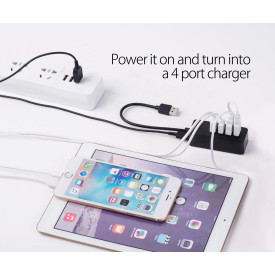 USB хъб Orico USB2.0 HUB 4 port - USB/Micro USB input, Black - W5P-U2-030-BK-EP