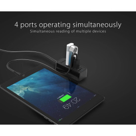 USB хъб Orico USB2.0 HUB 4 port - USB/Micro USB input, Black - W5P-U2-030-BK-EP