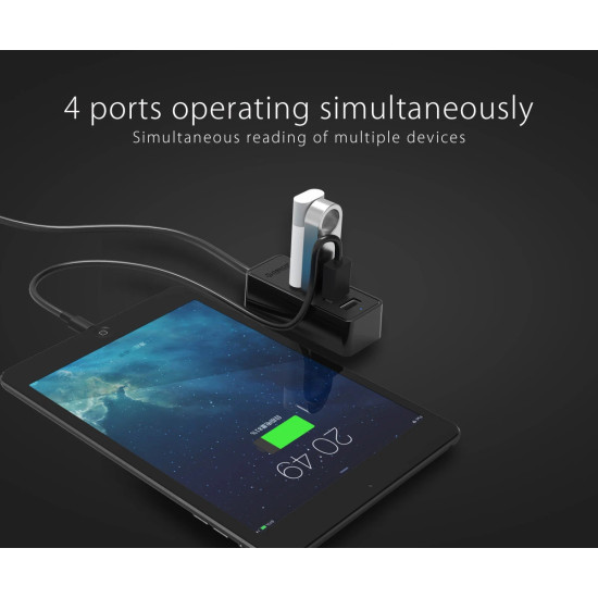 USB хъб Orico USB2.0 HUB 4 port - USB/Micro USB input, Black - W5P-U2-030-BK-EP