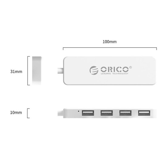 USB хъб Orico USB2.0 HUB 4 port White - FL01-WH