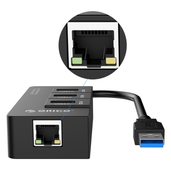 USB хъб Orico USB3.0 HUB 4 port + LAN - HR01-U3