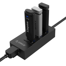 USB хъб Orico USB3.0 HUB 4 port + LAN - HR01-U3