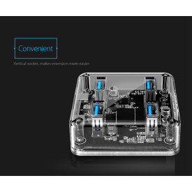 USB хъб Orico USB3.0 HUB 4 port transparent, 1m cable - MH4U-U3-10-CR