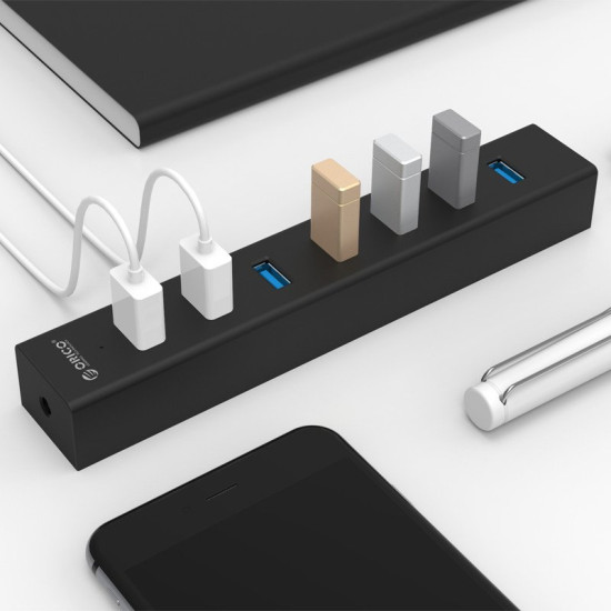 USB хъб Orico USB3.0 HUB 7 port Black - H7013-U3-BK