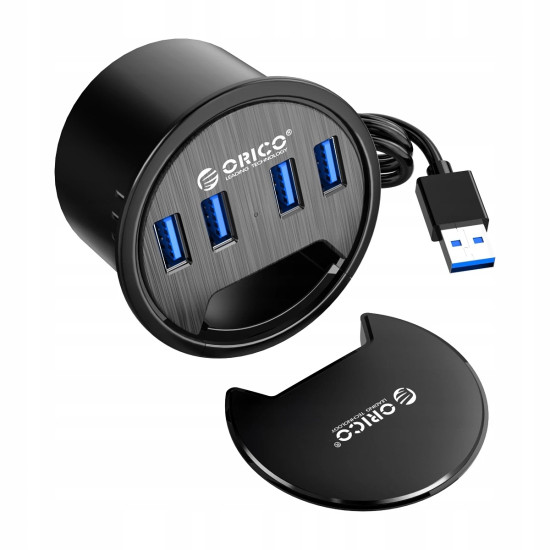 Мултифункционален хъб за бюро Orico Desktop grommet USB 3.0 HUB, 4 port - DESK-4U-BK-BP