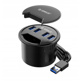 Мултифункционален хъб за бюро Orico Desktop grommet USB 3.0 HUB, 4 port - DESK-4U-BK-BP
