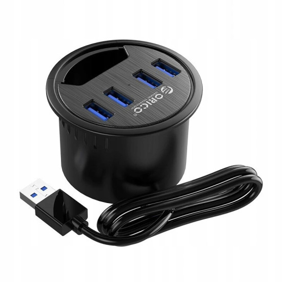 Мултифункционален хъб за бюро Orico Desktop grommet USB 3.0 HUB, 4 port - DESK-4U-BK-BP