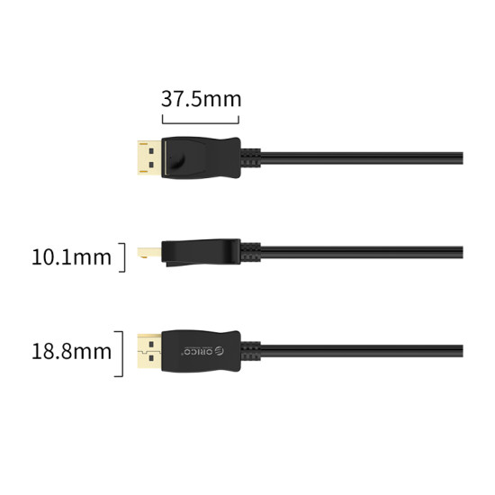 Display Port кабел Orico v1.2 DP M / M Black 4K 3m - XD-DTDP4-30-BK