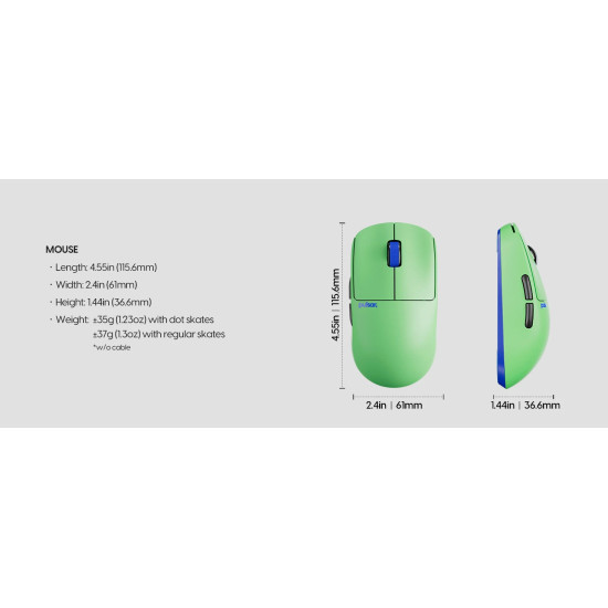 Безжична мишка Pulsar Wireless Gaming Mouse X2 CrazyLight Aqua Zest 8K