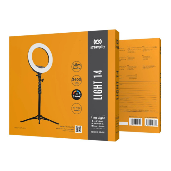 LED ринг Streamplify Streaming LIGHT 14 - 2-in-1 Tripod or Selfie Stick - SPIR-LZ14222.11