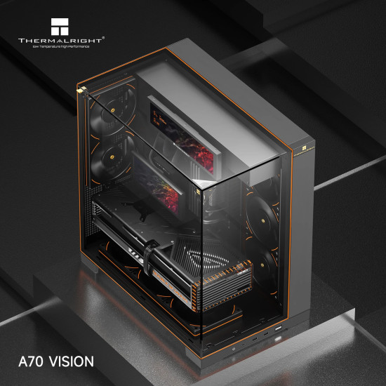 Кутия за компютър Thermalright Case ATX - TR-A70 Vision Black - 9.16 inch LCD Display, USB-C