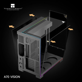 Кутия за компютър Thermalright Case ATX - TR-A70 Vision Black - 9.16 inch LCD Display, USB-C