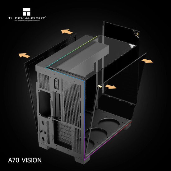Кутия за компютър Thermalright Case ATX - TR-A70 Vision Black - 9.16 inch LCD Display, USB-C