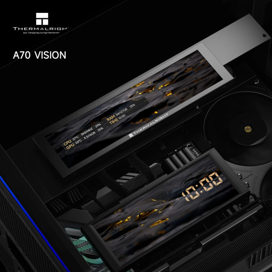 Кутия за компютър Thermalright Case ATX - TR-A70 Vision Black - 9.16 inch LCD Display, USB-C
