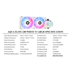 Водно охлаждане Thermalright Aqua Elite 240 White A-RGB V3 - LGA1851/LGA1700/AM5