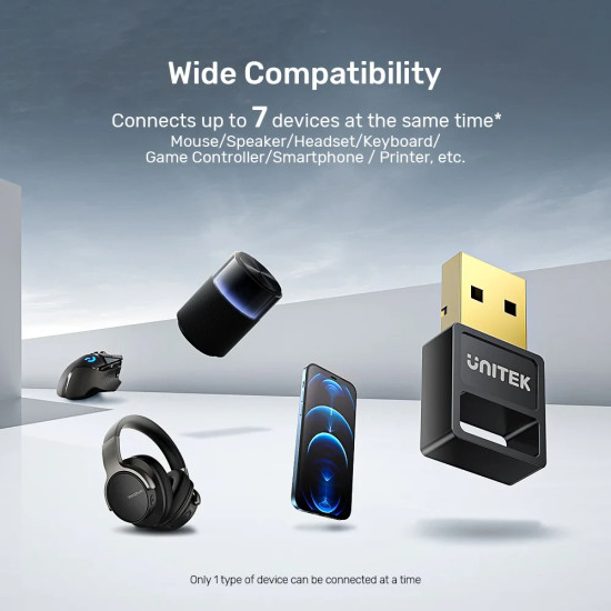 Блутут адаптер Unitek Bluetooth 5.3 USB adapter, black - B105B