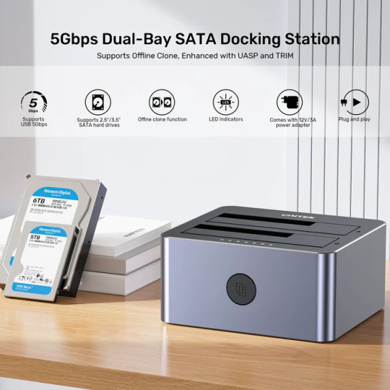 Докинг станция Unitek Storage - HDD Dock - 2 BAY - Y-3026GY01-EU